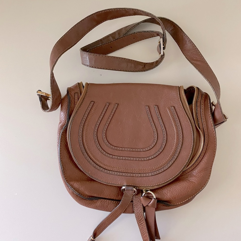 Chloe Marcie Leather Saddle Bag Medium Used